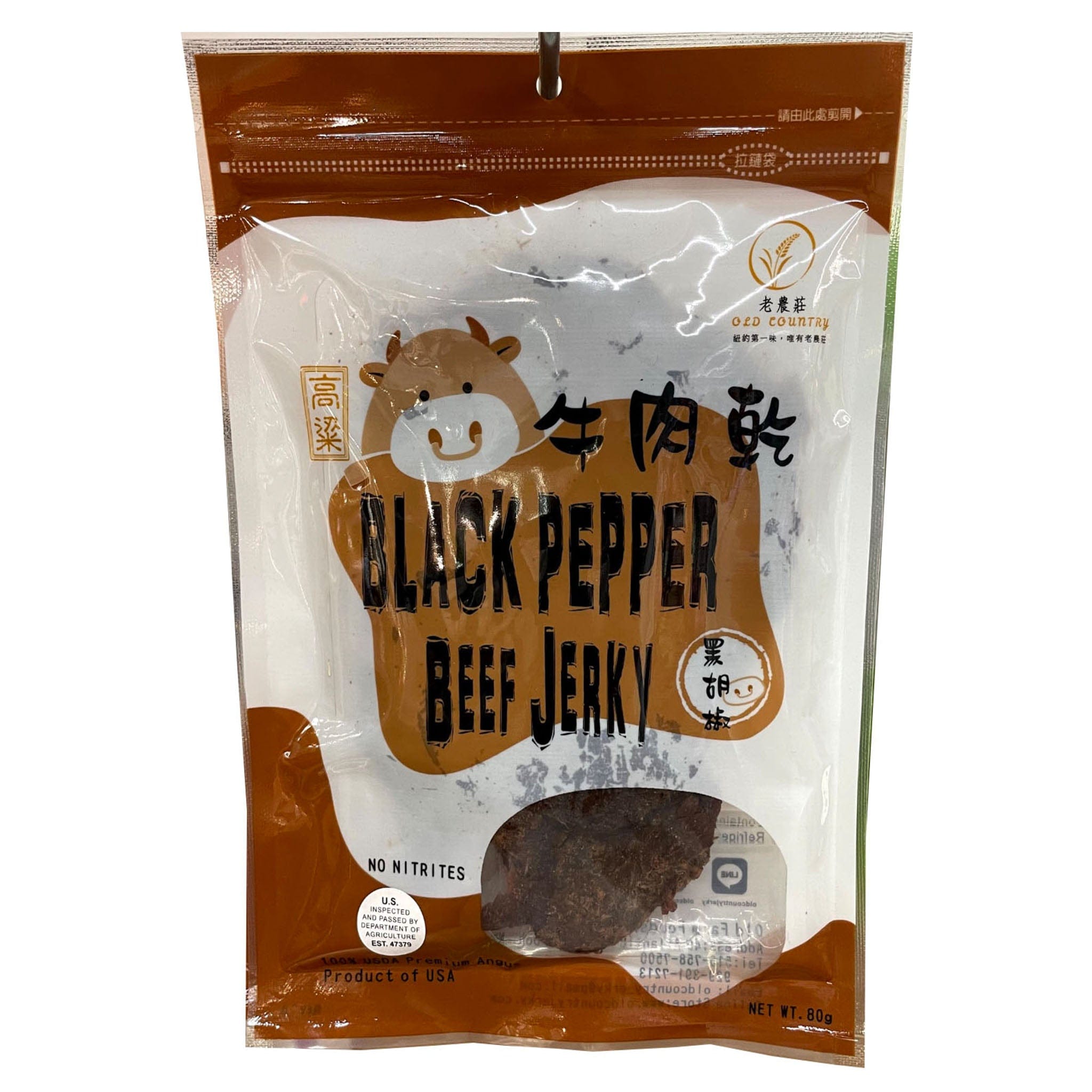 Old Country Schwarzer Pfeffer Rindfleisch Jerky 80g