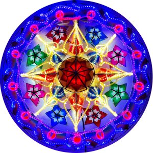 Philippines Christmas Capiz Parol Lantern Star (Tala) rot / blau / weiß led zeigen – Größe 24