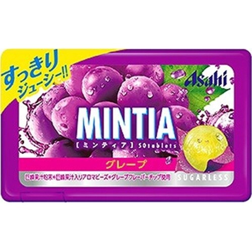 Asahi, Mintia, Tiny zuckerfrei Tablet Süßigkeiten, Traubengeschmack, 50 Stück in 1 Packung
