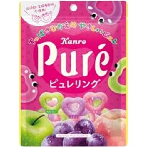 Kanro, Reiner Ring, Gummy Süßigkeiten, Drei Geschmacksrichtungen, 63g