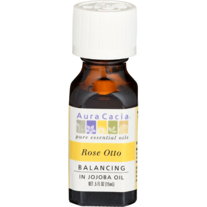 Aura Cacia Kostbares ätherisches Öl Rose Otto, 0,5 Oz – Packung mit 1