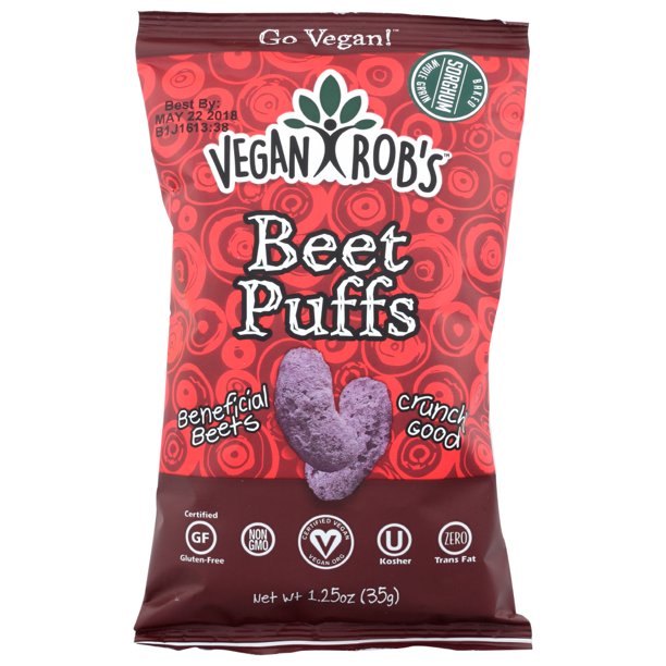 Vegane Rob's Beet Puffs – 1,25 OZ – Packung mit 24 Stück