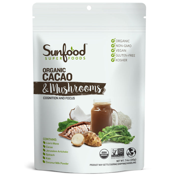 Sunfood Superfoods Cacao Pilz Pulver Org 7.4 Oz – Packung mit 1