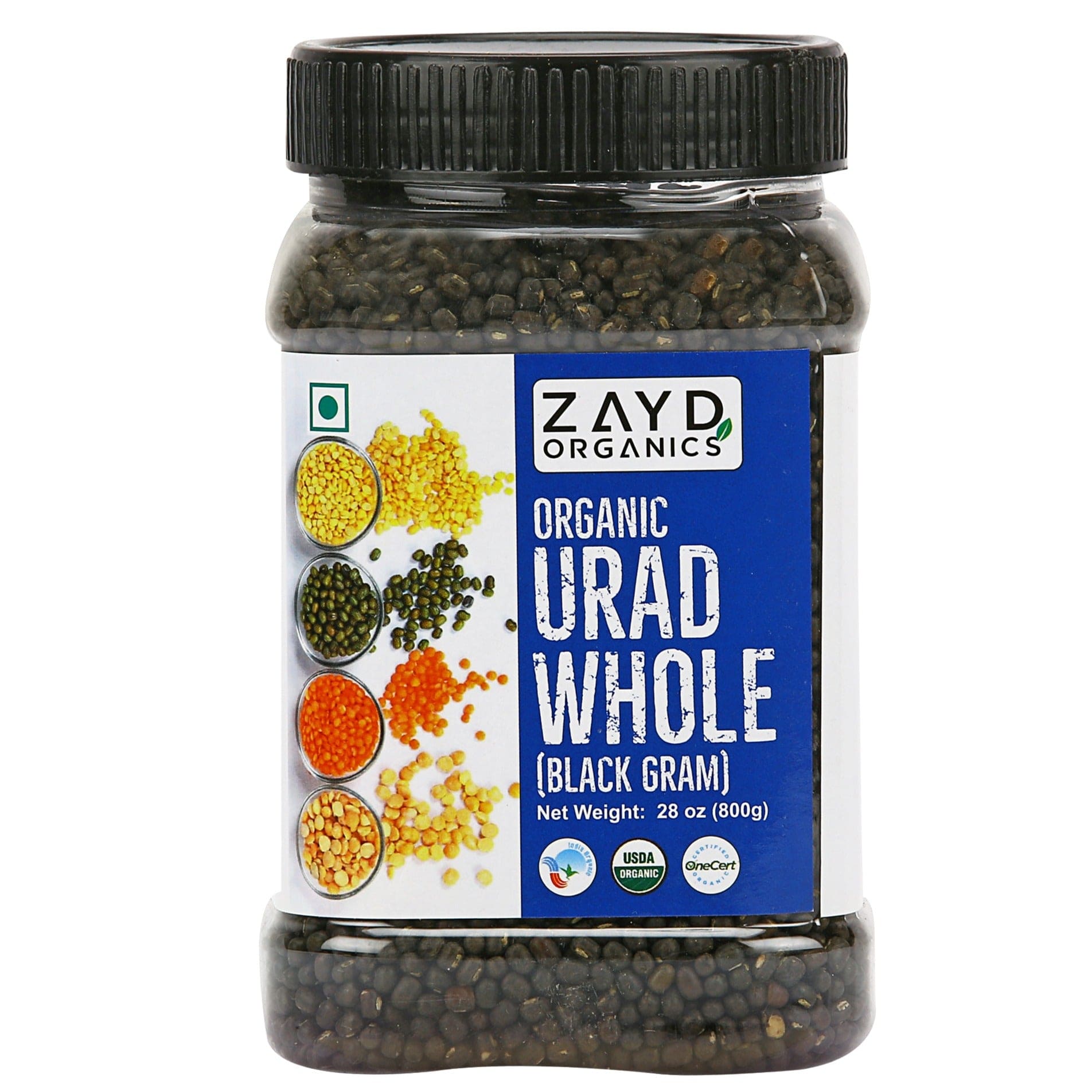 Zayd Bio Urad ganz (Schwarzes Gramm ganz) USDA Bio zertifiziert, 1,7-Pounds