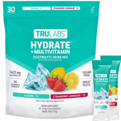 TruLabs zuckerfrei Hydrate + Multivitamin Electrolyte Drink Mischung, 30 Stick Packs, 1422mg Elektrolyte, 19 Vitamine & Mineralien