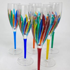 verzauberte Champagnergläser, handbemalter italienischer Kristall