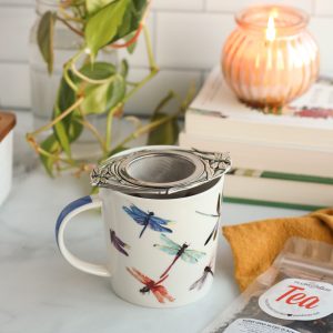 Glückliche Libelle Tasse mit Infuser (in Geschenkbox)