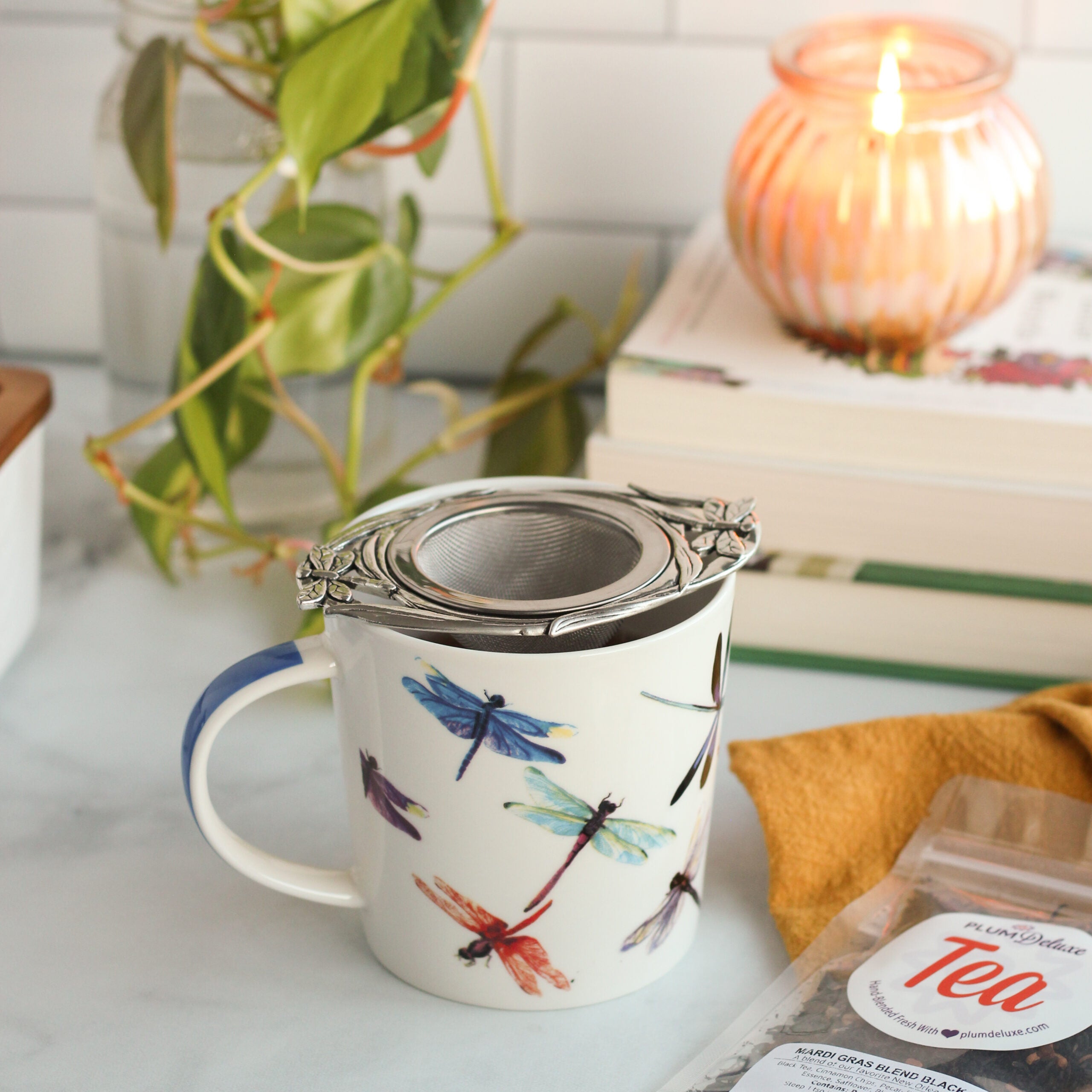 Lucky Dragonfly Becher mit Infuser (in Geschenkbox)
