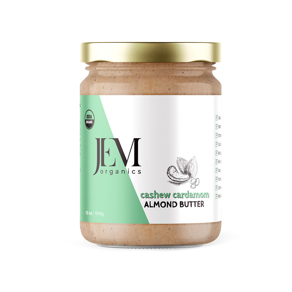 JEM Organics Cashew Kardamom Mandelbutter – Große 6er Packung