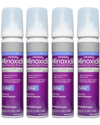 Kirkland Minoxidil 5% Schaum Haar Nachwachsen Behandlung für Damen, 2.11 oz Dosen, 4-Packung, 8 Monate Versorgung