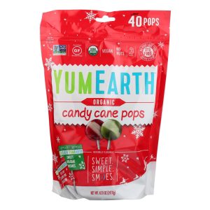 YumEarth – Bio, Süßigkeiten Cane Pops, Wilde Pfefferminze, 40 Pops – Packung o