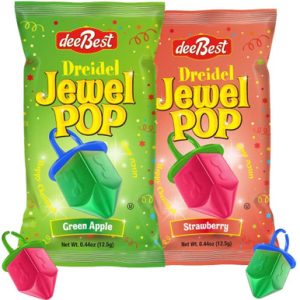 Dreidel Jewel Pop Ringbonbons, koschere Hasukkah Leckereien, grüne Apfel- und Erdbeeraromen, 18 Count
