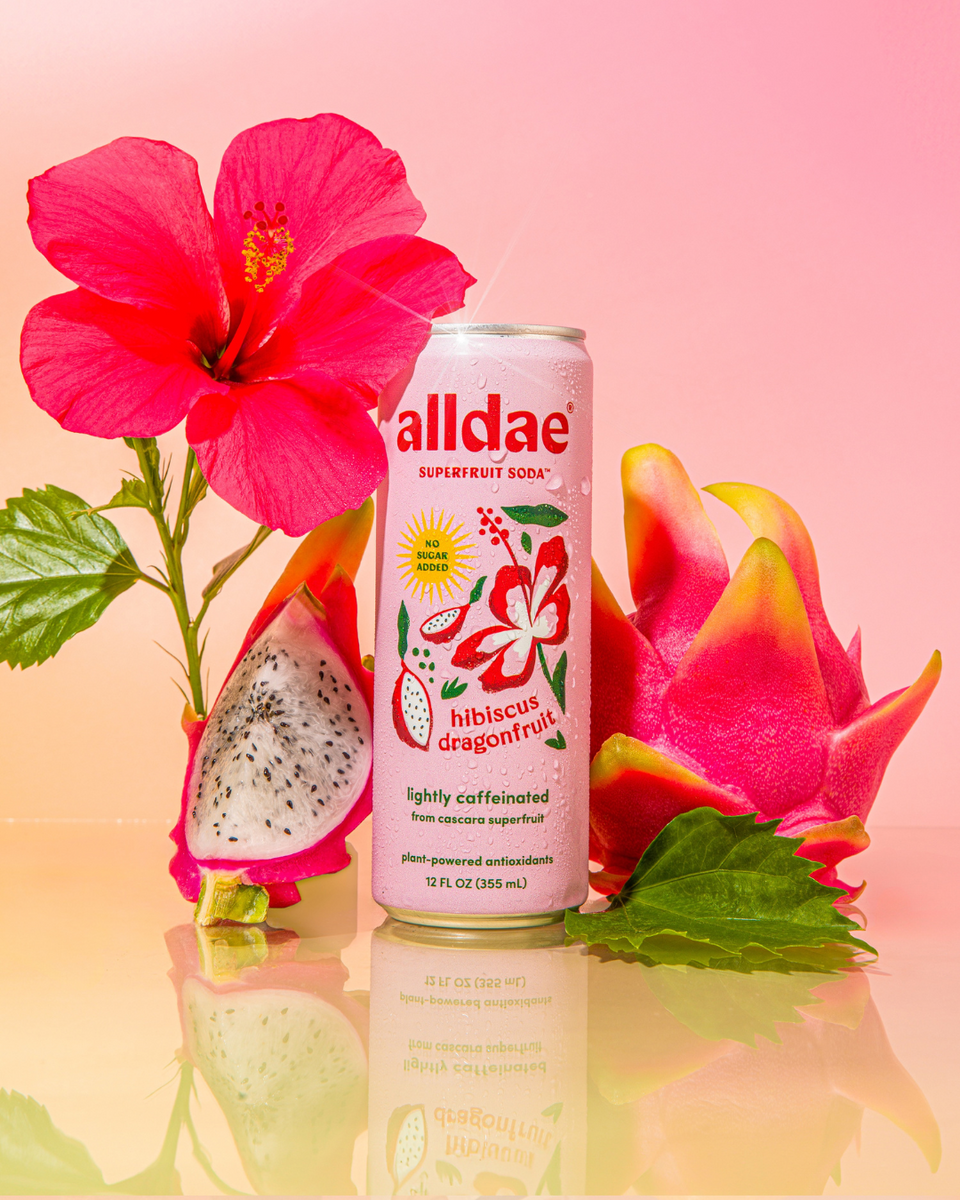 AllDae Hibiscus Dragonfruit Superfruit Soda Dose – 12 Dosen x 12 Unzen Fall