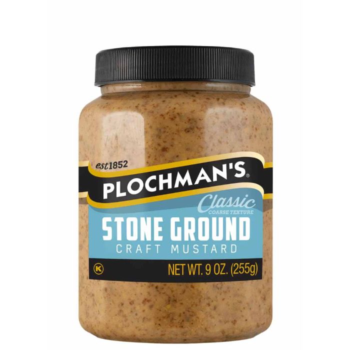 Plochmans Senf Stone Ground Pet 9 Oz – Packung mit 12 Stück