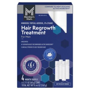 Member’s Mark Minoxidil 5%, Foam Haarnachwuchs-Behandlung für Herren, 4 ct.