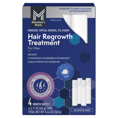 Member's Mark Minoxidil 5%, Schaum Haar Nachwachsen Behandlung für Herren, 4 ct