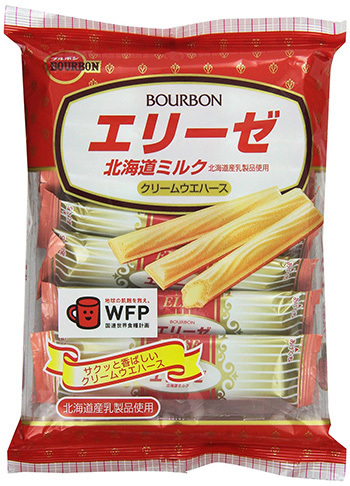 Bourbon “ELISE, Milch Creme Waffel” Crepe Kekse, 16 Riegel in 1 Packung, 65g
