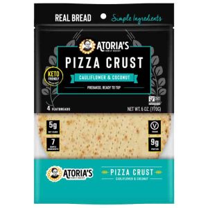 Atorias – Pizza Crust Cauliflower Kokosnuss, Packung mit 8 Stück – 6oz