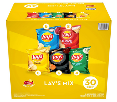 Lay's Mischung Sortiment Packung Kartoffelchips, 30 Stück