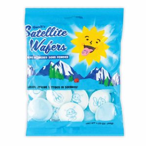 Blaue Himbeer-Satellitenwafer mit Zungentattoos