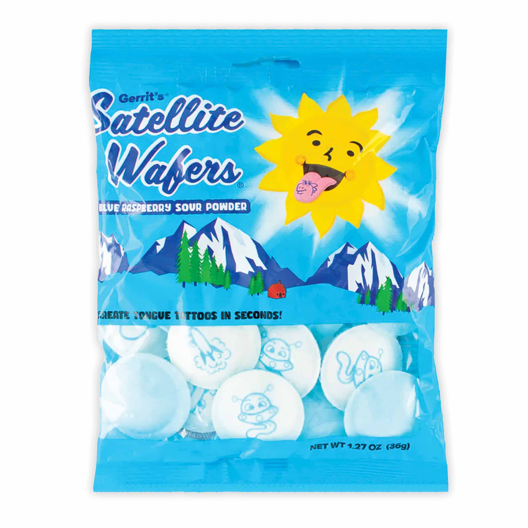 Blaue Himbeere Satellite Waffel mit Zunge Tattoos