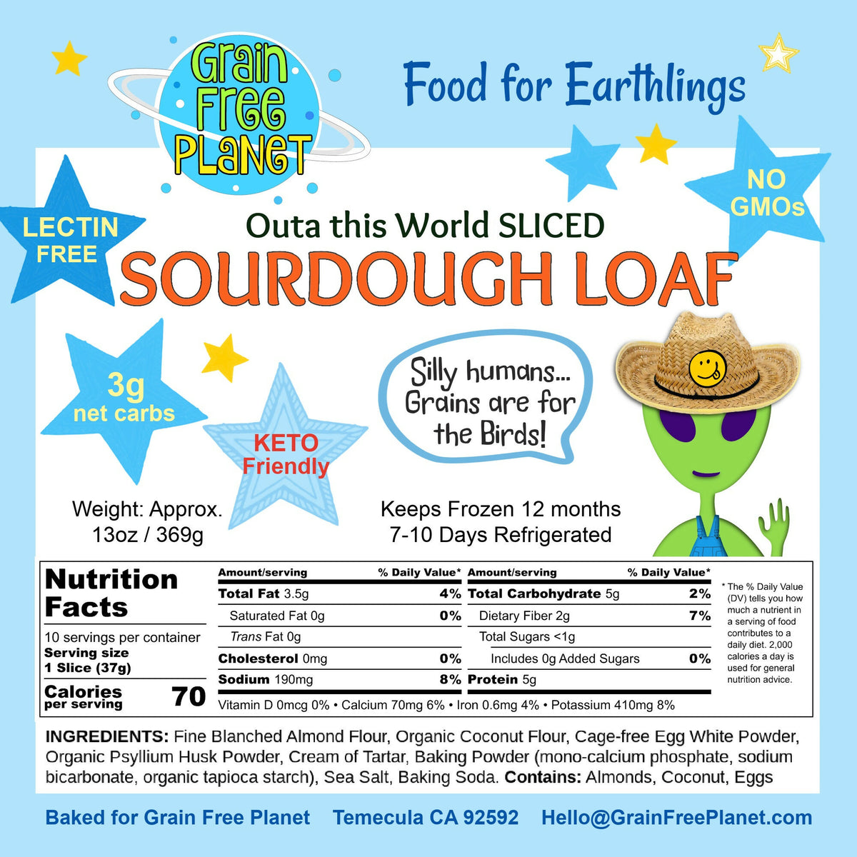 Grain Free Planet Keto geschnitten Sauerteig Laib Fall