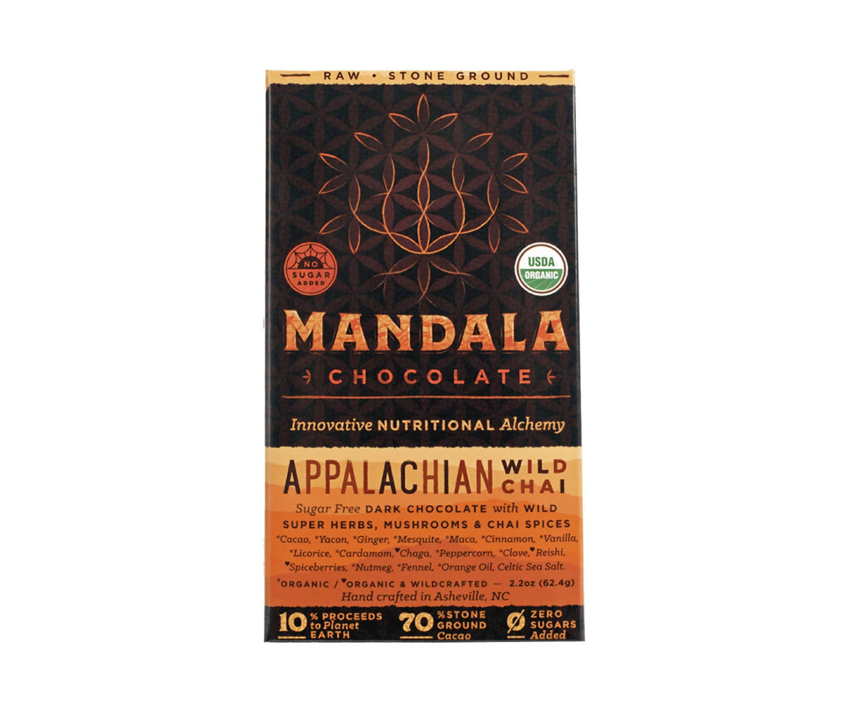 Bio Roh 70% Kakao Appalachian Wild Chai Schokoriegel – 6 x 2,2 oz