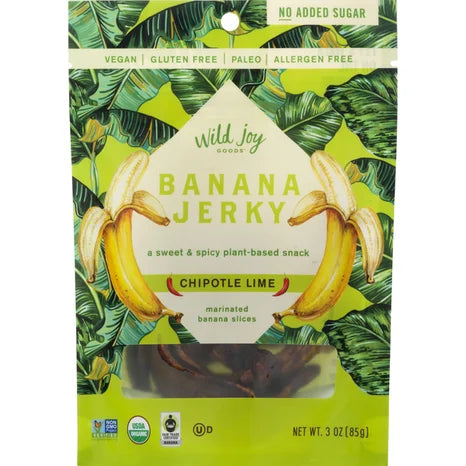 Wilde Freude Waren Banane Jerky mit Chipotle Limette 3 Oz – Packung mit 12