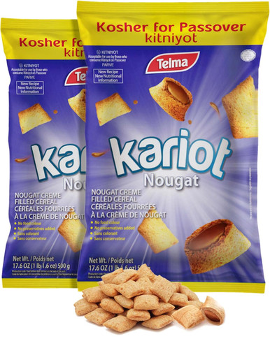 Telma Kariot Nougat Creme gefülltes Getreide, koscher für Passah, 17,6 oz (Packung mit 2)
