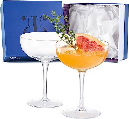 The Wine Savant – Premium Handgeblasenes Luxus-Coupé-Glasset von 2 – 7,4
