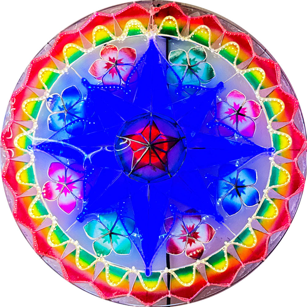 Philippinen Weihnachten Capiz Parol Laterne Stern (Tala) – Blau/Rot/Grün/Weiß – Größe 24