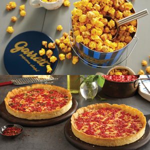 2 Garrett Popcorn Klassische Dosen & 2 Lou's Pizzas
