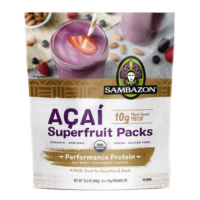 Sambazon – Superfruit Acai Erdbeerprotein (4 Packungen), 15,5 Unzen Packung