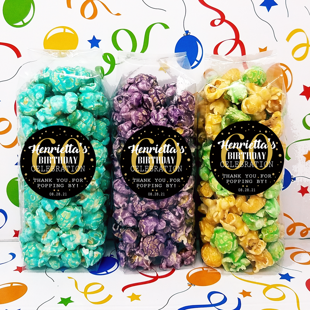 Schwarz und Gold Geburtstag – Popcorn Party Gefälligkeiten