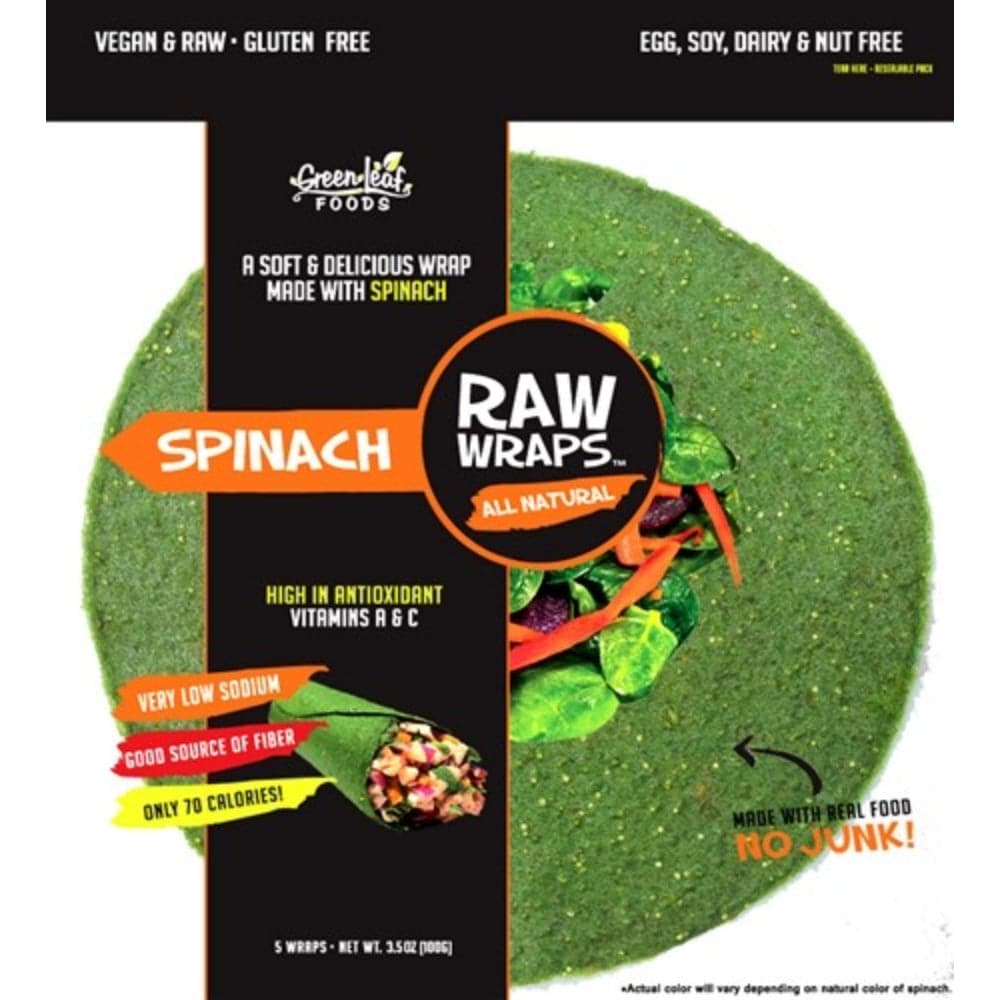 Rohe Wraps – Glutenfreier Spinat – 1,5 Unzen