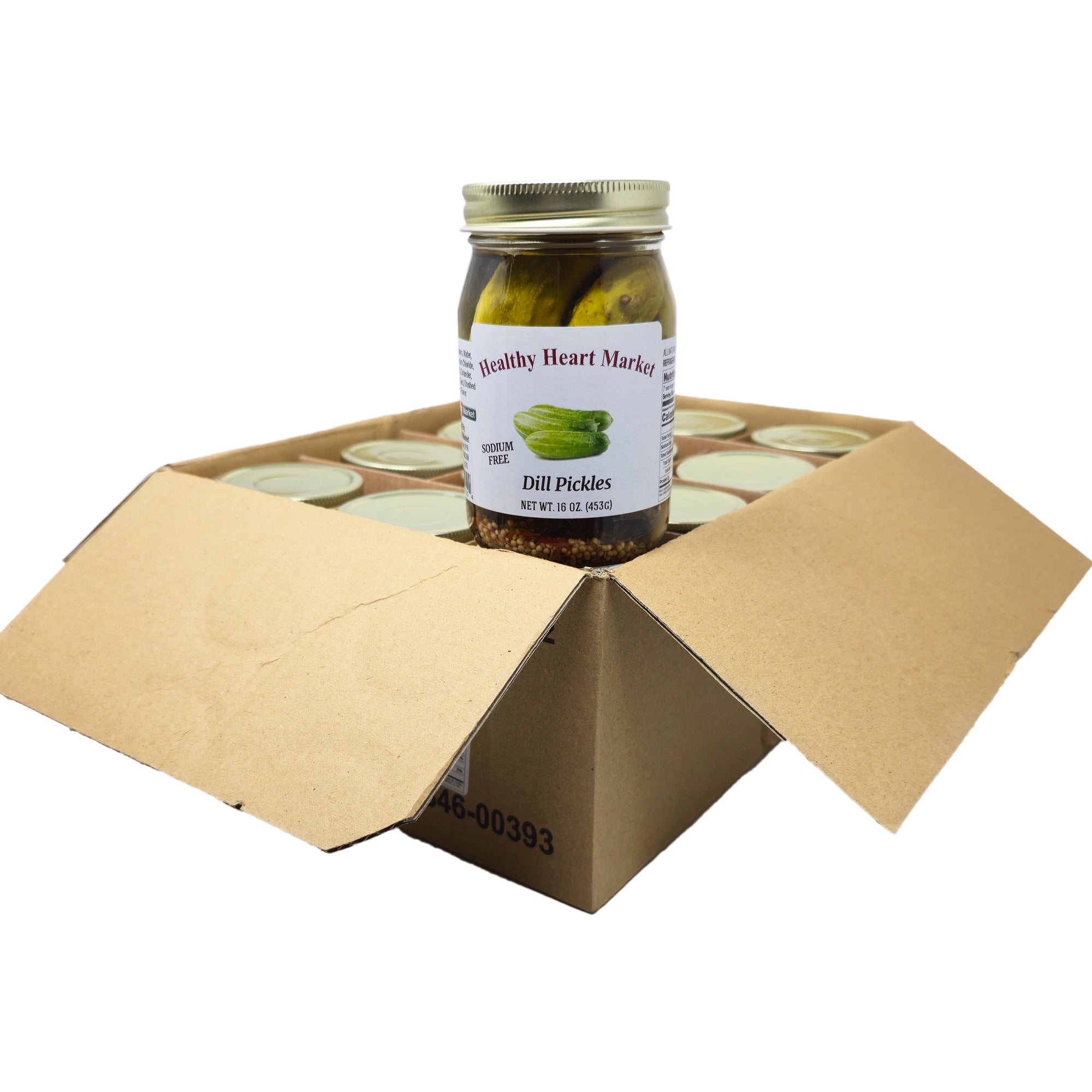 Fall von 12 gesunden Herz-Markt natriumfrei Dill Pickles - 16oz
