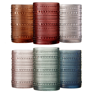 The Wine Savant Perlen Hobnail Highball Trinkgläser gedämpft Farbe