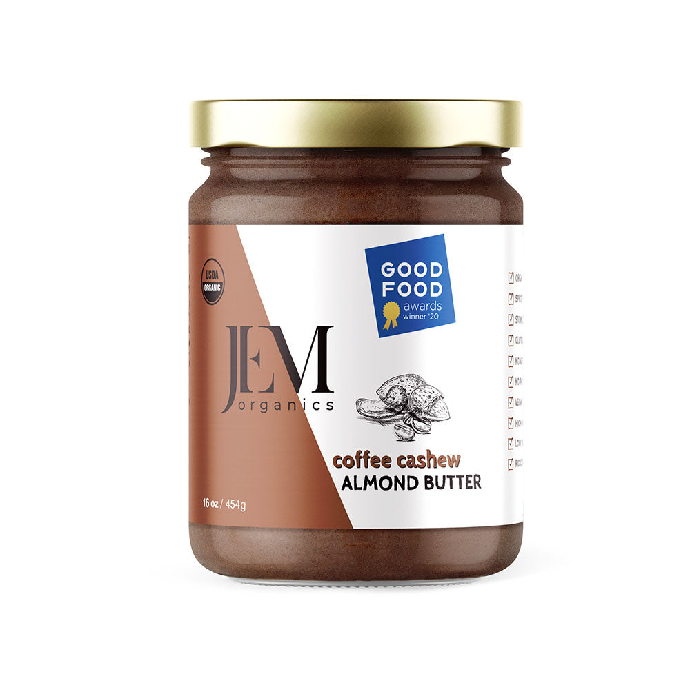JEM Organics Kaffee Cashew Mandelbutter – Große 6er Packung