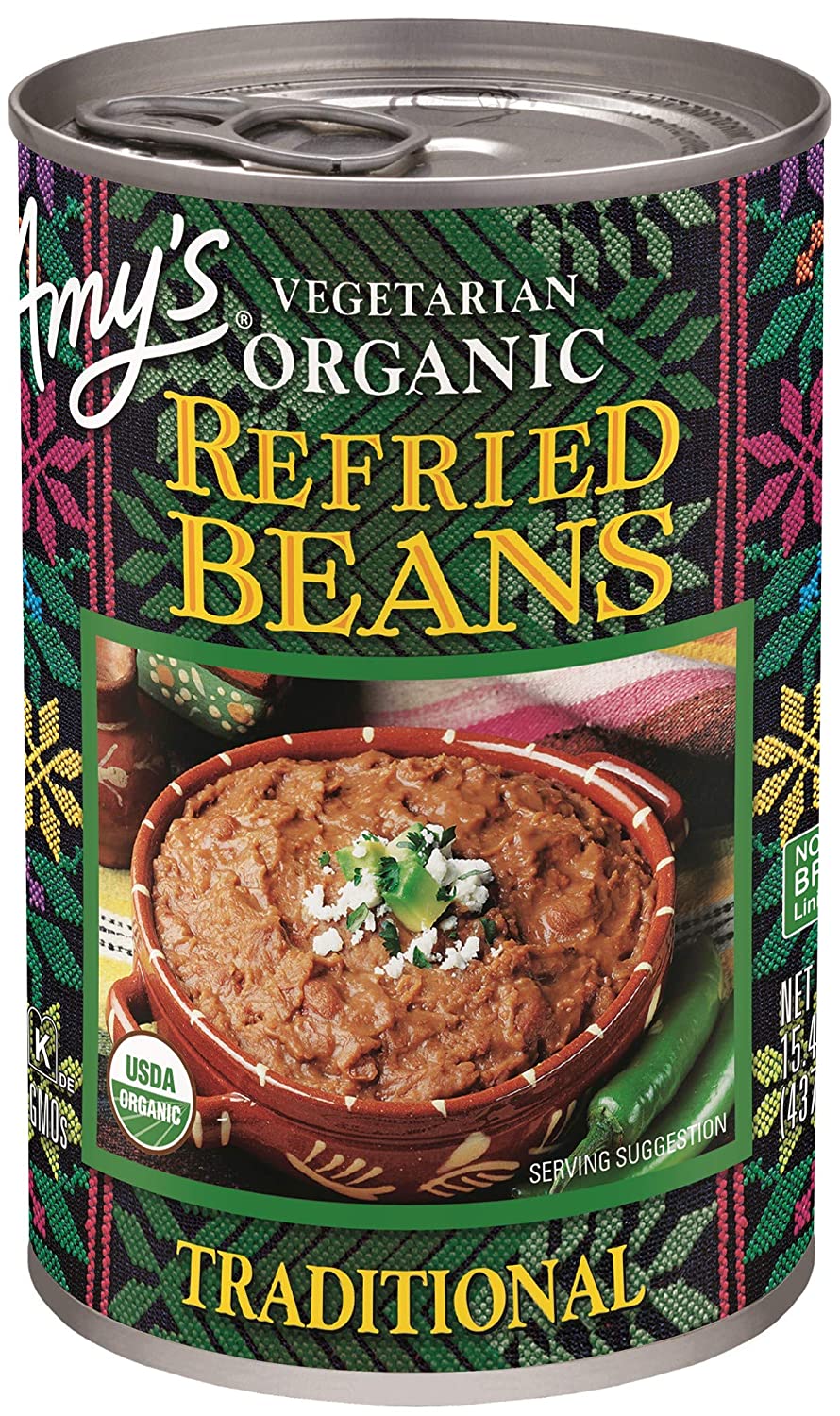 Amy's Refried Beans Bio Traditional, 15.40 Oz – Packung mit 12 Stück