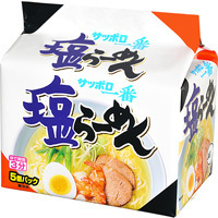 Sanyo Syokuhin “Shio Ramen, Salz Geschmack Noodles” 5 Packungen in 1 Beutel, 500g