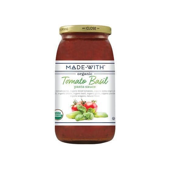 Hergestellt mit – Bio Tomaten Basilikum Pasta Sauce, 24 oz – Packung mit 12