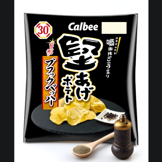 Calbee Hartgebratene Kartoffelchips Schwarzer Pfeffer 65g – Hergestellt in Japan – Tokyo Sakura Mall