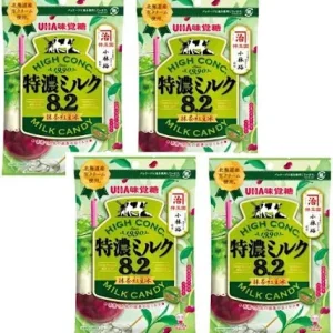 UHA, Hard Bonbons, Tokunoumilch 8.2, Matcha Hondoubin, Azuki & Matcha, x 4 Beutel als 1 Set – 70g