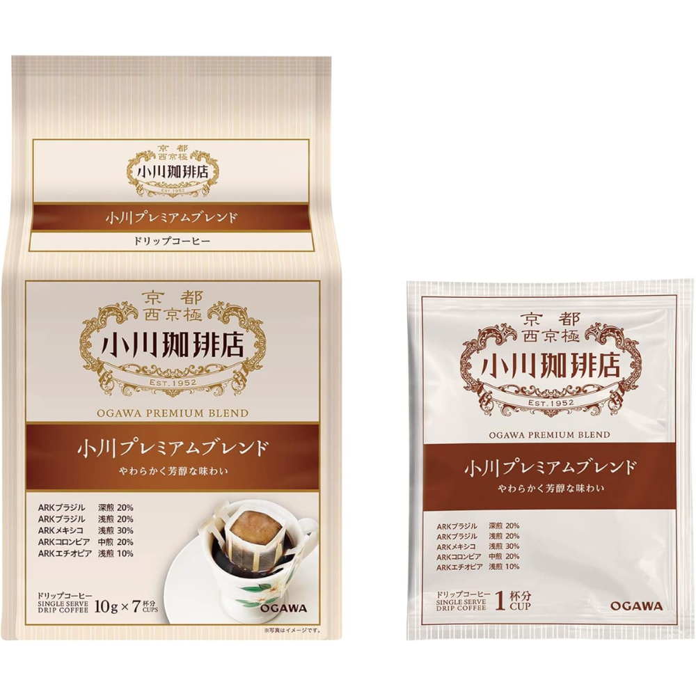 Kyoto Ogawa Kaffee Bio Premium Blend Tropfkaffee 7 Portionen – Single Serve – Hergestellt in Japan – Tokyo Sakura Mall