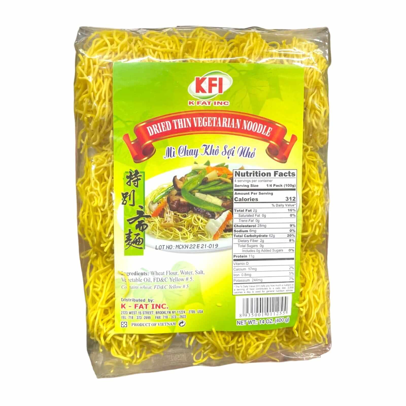 KFI getrocknete dünne vegetarische Nudeln
