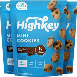 Highkey Keto Schokolade Chip Kekse, Low Carb Snacks Keto Lebensmittel zuckerfreie High Protein Keks mit Null Kohlenhydrate für gesunde Snack-Lebensmittel diabetische freundliche ketogene Produkte, (3 Packung)
