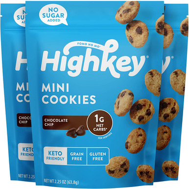 Highkey Keto Schokolade Chip Kekse, Low Carb Snacks Keto Food zuckerfrei High Protein Keks mit Null Kohlenhydrate für gesunde Snacks Diabetic Friendly Ketogenic Produkte, (3 Packung)