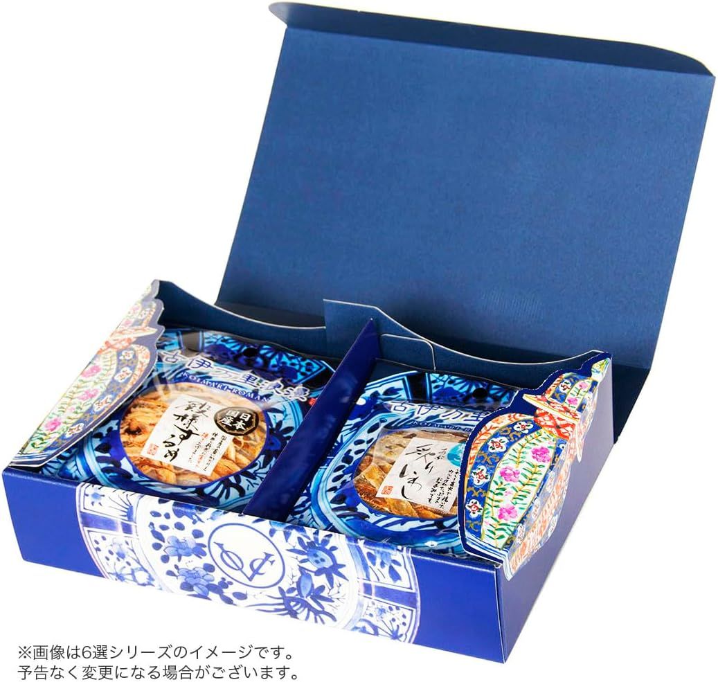 Koimari Roman, Set aus getrockneten Meeresfrüchten, “Sake 6”, 6 Arten