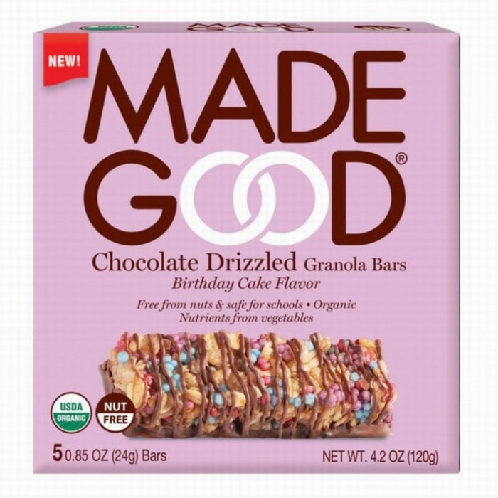 MadeGood – Schokoladen-Drizzled Geburtstagstorte Granola Bars, 4.2oz