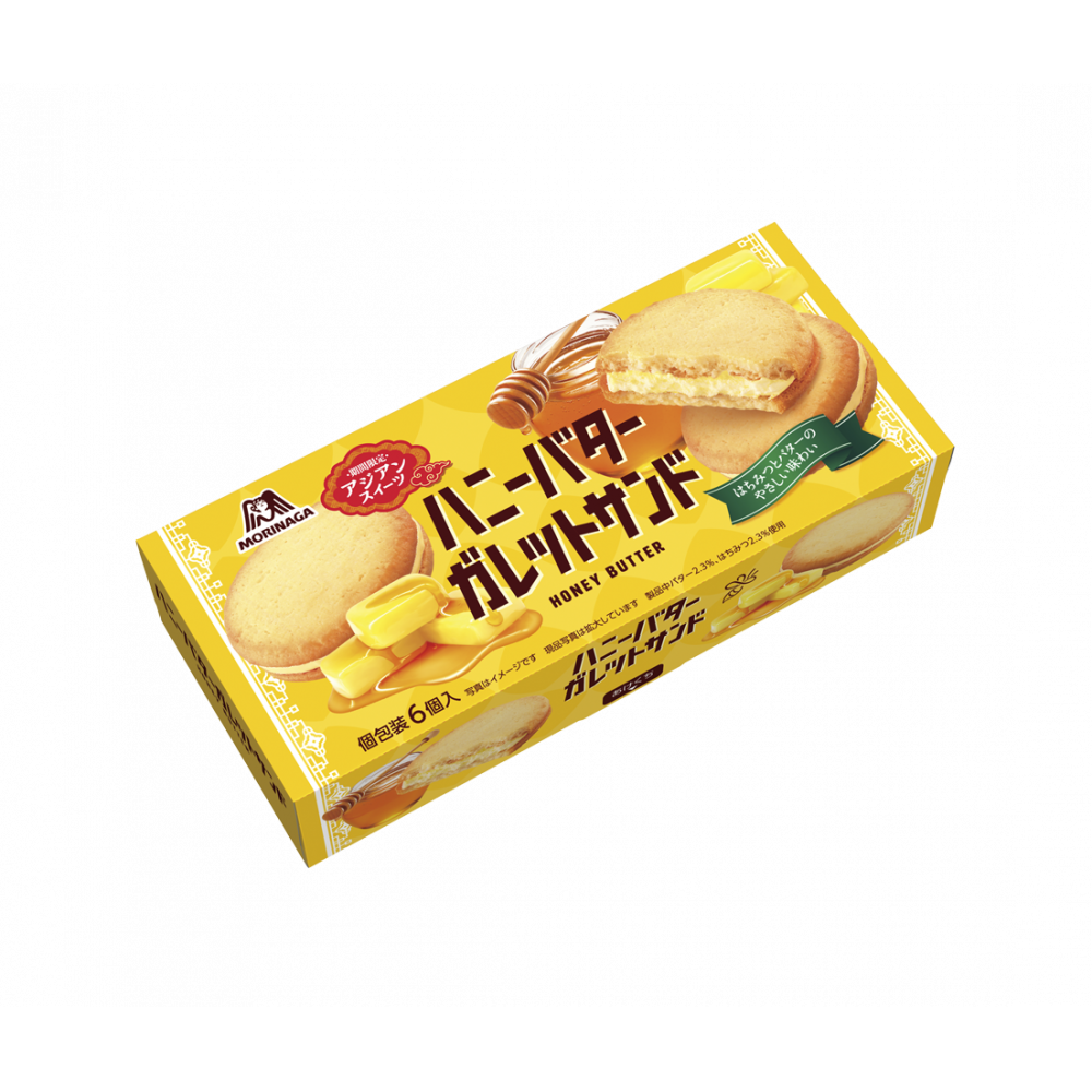 Morinaga, Honigbutter Galette Sand, Kuchen mit Creme, Honig & Milch, 6 Stück in 1 Box